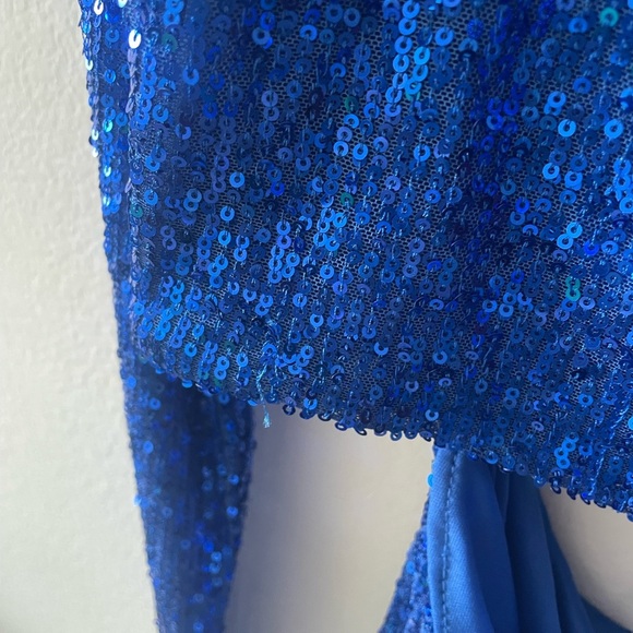 Windsor blue sequin one shoulder cutout mini dress - Picture 3 of 5